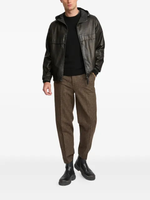 Yves Salomon hooded calfskin leather jacket