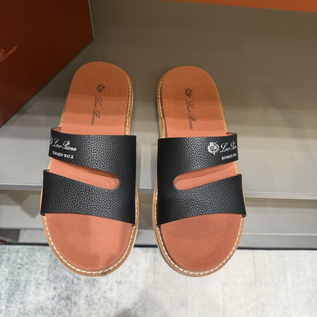 Loro Piana Summer Walk Slotted Slide Sandals